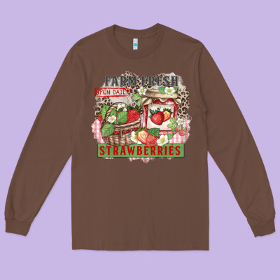 Farm Fresh Strawberries Long Sleeve Tee Designed By Zillion Design Studio