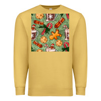 Antique Gold christmas hot chocolate and cookies seamless pattern Premium Sweatshirt - BundleAndBundleShop