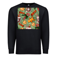 Black christmas hot chocolate and cookies seamless pattern Premium Sweatshirt - BundleAndBundleShop