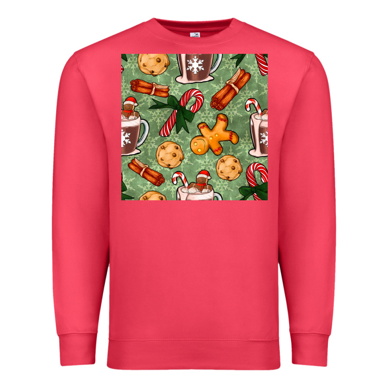 Christmas Hot Chocolate And Cookies Seamless Pattern Premium Sweatshirt by BundleAndBundleShop | Teevron