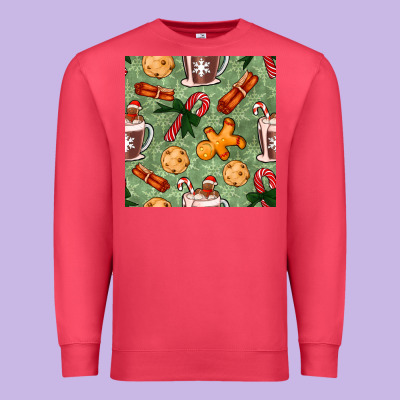 Christmas Hot Chocolate And Cookies Seamless Pattern Premium Sweatshirt Designed By Bundleandbundleshop