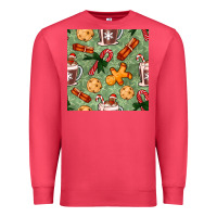Cardinal christmas hot chocolate and cookies seamless pattern Premium Sweatshirt - BundleAndBundleShop