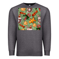 Charcoal Heather christmas hot chocolate and cookies seamless pattern Premium Sweatshirt - BundleAndBundleShop