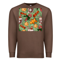 Chestnut christmas hot chocolate and cookies seamless pattern Premium Sweatshirt - BundleAndBundleShop