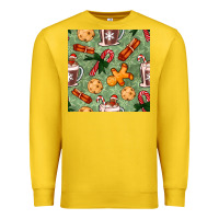 Lemon christmas hot chocolate and cookies seamless pattern Premium Sweatshirt - BundleAndBundleShop