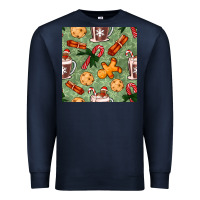 Navy christmas hot chocolate and cookies seamless pattern Premium Sweatshirt - BundleAndBundleShop
