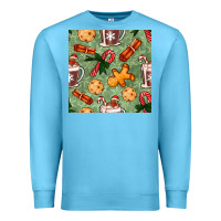 Ocean Blue christmas hot chocolate and cookies seamless pattern Premium Sweatshirt - BundleAndBundleShop