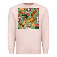 Pale Pink christmas hot chocolate and cookies seamless pattern Premium Sweatshirt - BundleAndBundleShop