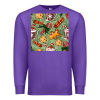 Purple christmas hot chocolate and cookies seamless pattern Premium Sweatshirt - BundleAndBundleShop