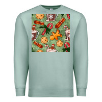 Seafoam christmas hot chocolate and cookies seamless pattern Premium Sweatshirt - BundleAndBundleShop