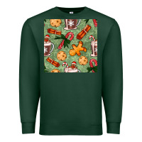 Sports Green christmas hot chocolate and cookies seamless pattern Premium Sweatshirt - BundleAndBundleShop