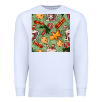White christmas hot chocolate and cookies seamless pattern Premium Sweatshirt - BundleAndBundleShop