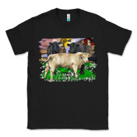Black charolais bull black angus cattle and bull with barnyard and cowhide Classic Tee - RanaPortraitStore
