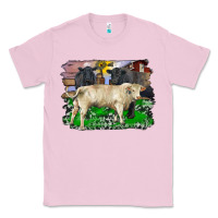 Bubblegum Pink charolais bull black angus cattle and bull with barnyard and cowhide Classic Tee - RanaPortraitStore