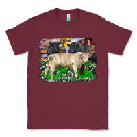 Burgundy charolais bull black angus cattle and bull with barnyard and cowhide Classic Tee - RanaPortraitStore