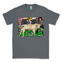 Charcoal Heather charolais bull black angus cattle and bull with barnyard and cowhide Classic Tee - RanaPortraitStore