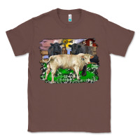 Chestnut charolais bull black angus cattle and bull with barnyard and cowhide Classic Tee - RanaPortraitStore