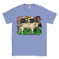 Colony Blue charolais bull black angus cattle and bull with barnyard and cowhide Classic Tee - RanaPortraitStore