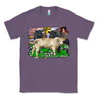 Lavender charolais bull black angus cattle and bull with barnyard and cowhide Classic Tee - RanaPortraitStore