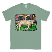 Sage charolais bull black angus cattle and bull with barnyard and cowhide Classic Tee - RanaPortraitStore