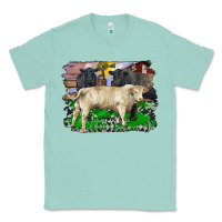 Seafoam charolais bull black angus cattle and bull with barnyard and cowhide Classic Tee - RanaPortraitStore