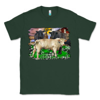 Sports Green charolais bull black angus cattle and bull with barnyard and cowhide Classic Tee - RanaPortraitStore