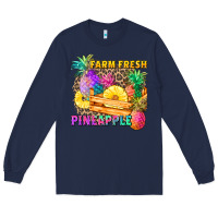 Navy farm fresh pineapple Long Sleeve Tee - Zillion Design Studio