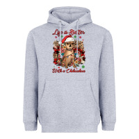 Heather Grey christmas life is better with a chihuahua Heavyweight Hoodie - JahusDesignShop
