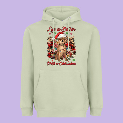 Christmas Life Is Better With A Chihuahua Heavyweight Hoodie Designed By Jahusdesignshop