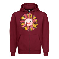 Pig Sunflower Zipper Hoodie | Teevron