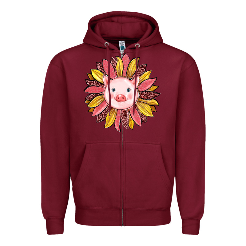 Pig Sunflower Zipper Hoodie by RanaPortraitStore | Teevron