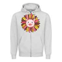 Dove Grey pig sunflower Zipper Hoodie - RanaPortraitStore