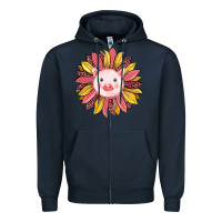 Navy pig sunflower Zipper Hoodie - RanaPortraitStore