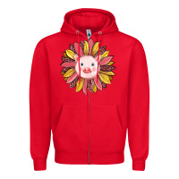 Red pig sunflower Zipper Hoodie - RanaPortraitStore