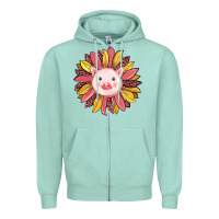 Seafoam pig sunflower Zipper Hoodie - RanaPortraitStore