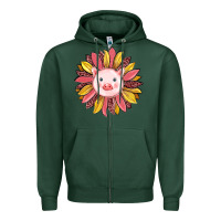 Sports Green pig sunflower Zipper Hoodie - RanaPortraitStore