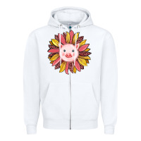 White pig sunflower Zipper Hoodie - RanaPortraitStore