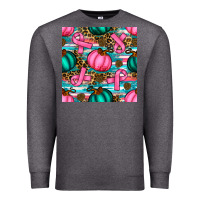 Charcoal Heather breast cancer awareness with pumpkins seamless pattern Premium Sweatshirt - BundleAndBundleShop