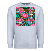 Heather Grey breast cancer awareness with pumpkins seamless pattern Premium Sweatshirt - BundleAndBundleShop