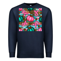 Navy breast cancer awareness with pumpkins seamless pattern Premium Sweatshirt - BundleAndBundleShop