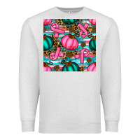 Oatmeal Heather breast cancer awareness with pumpkins seamless pattern Premium Sweatshirt - BundleAndBundleShop