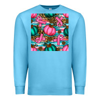 Ocean Blue breast cancer awareness with pumpkins seamless pattern Premium Sweatshirt - BundleAndBundleShop