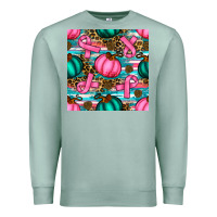Seafoam breast cancer awareness with pumpkins seamless pattern Premium Sweatshirt - BundleAndBundleShop