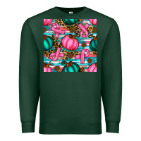 Sports Green breast cancer awareness with pumpkins seamless pattern Premium Sweatshirt - BundleAndBundleShop