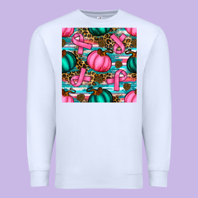 Breast Cancer Awareness With Pumpkins Seamless Pattern Premium Sweatshirt Designed By Bundleandbundleshop