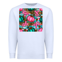 White breast cancer awareness with pumpkins seamless pattern Premium Sweatshirt - BundleAndBundleShop