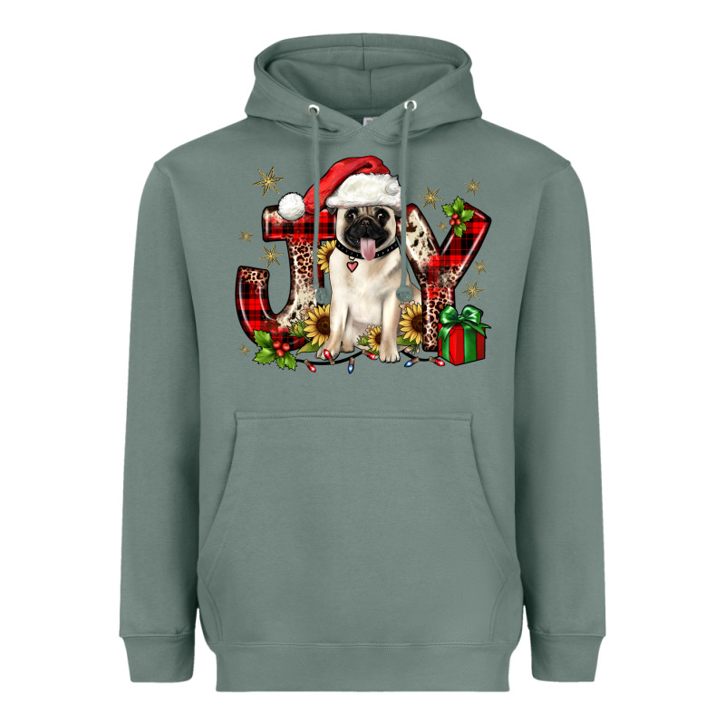 Christmas Joy Pug Heavyweight Hoodie by JahusDesignShop | Teevron