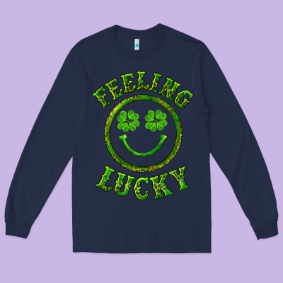 Long Sleeve Tee feeling lucky with leopard