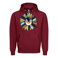 Burgundy penguin sunflower Zipper Hoodie - RanaPortraitStore