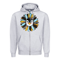 Heather Grey penguin sunflower Zipper Hoodie - RanaPortraitStore